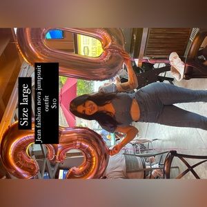 Size large fashion nova denim jump suit